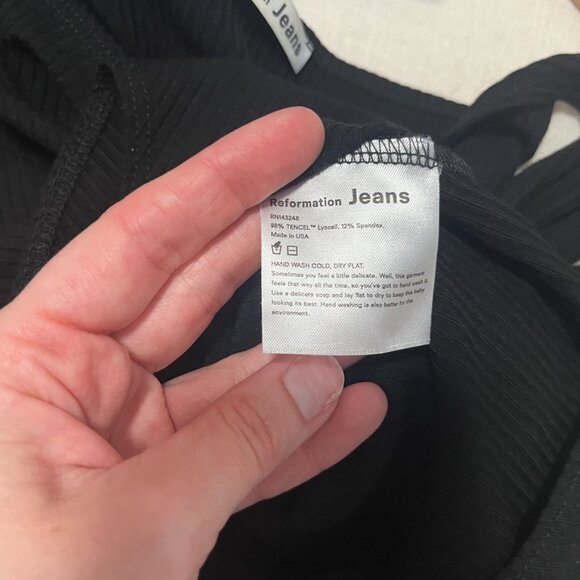 Reformation Black Ribbed Tie Strap Bodysuit Size XS - Picture 2 of 7